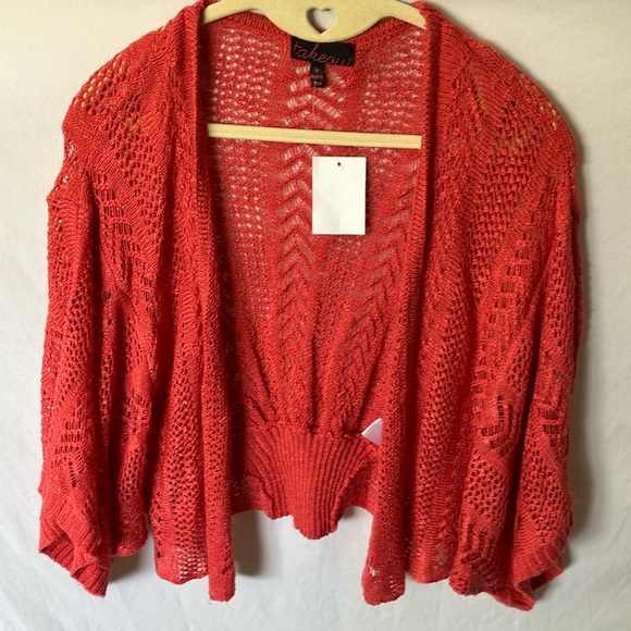 Takeout: Red Open Knit Sweater- M - Picture 1 of 12